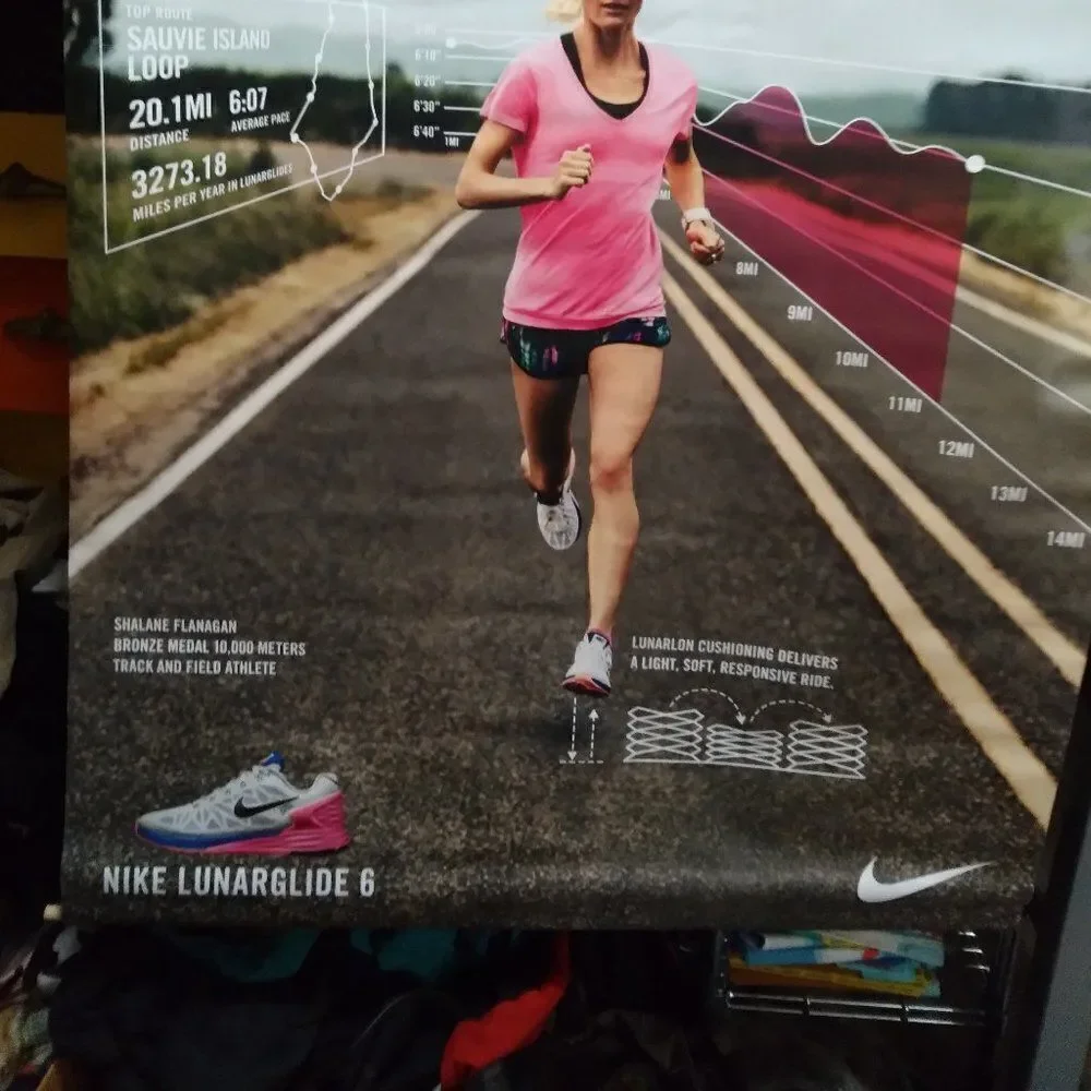 Nike Lunarglide 6 Promotional Poster Two Sided Vinyl